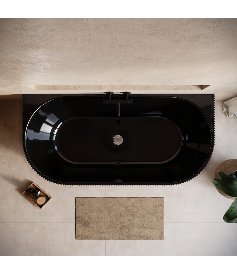 Half vrijstaand ligbad Havana 170 x 80 x 58 cm - zwart