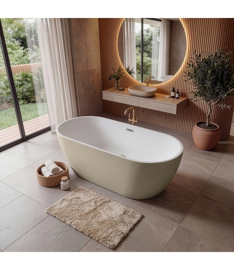 Vrijstaand ligbad Bahia 170 x 75 x 58cm - beige