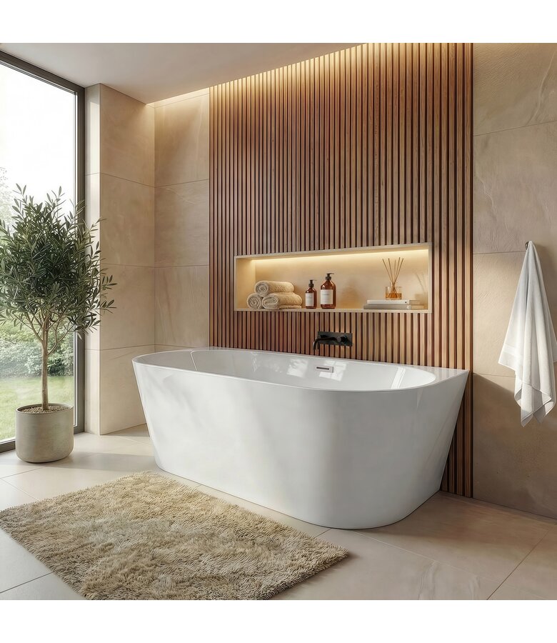 Half vrijstaand ligbad Isia 170 x 75 x 60 cm - wit