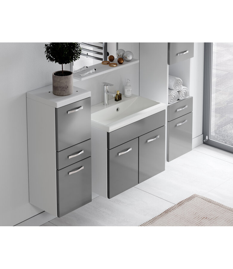 Badkamerkast Alba 30 x 30 x 83 cm - wit met grijs