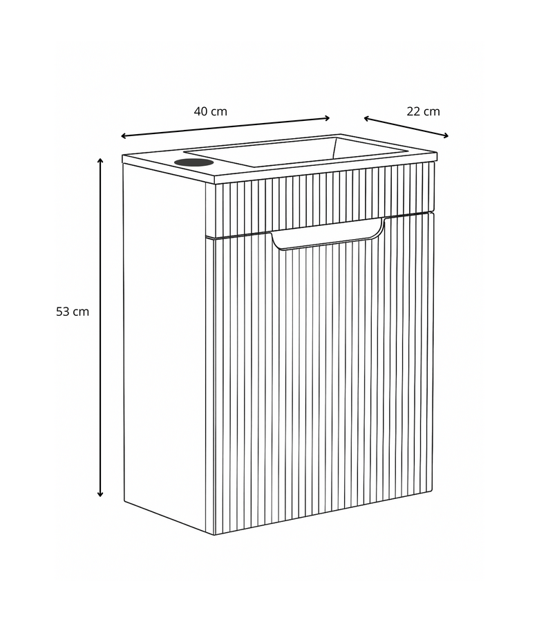 Toiletmeubel Thermis 40cm - beige - zwarte wastafel