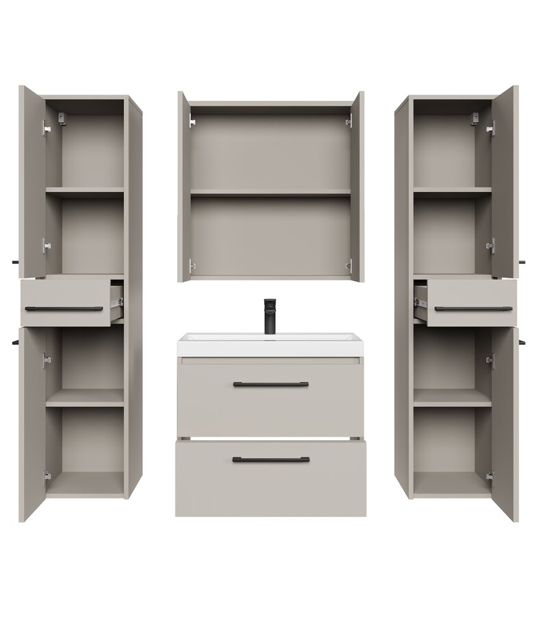 Badkamermeubel Florence 60cm XL set met spiegelkast - beige