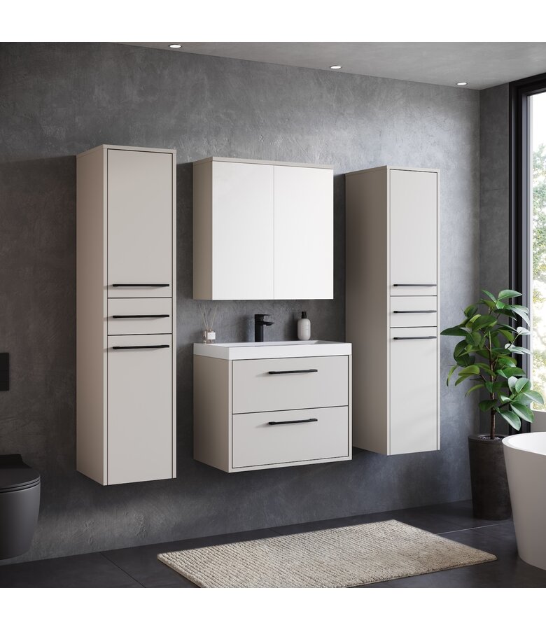 Badkamermeubel Florence 60cm XL set met spiegelkast - beige