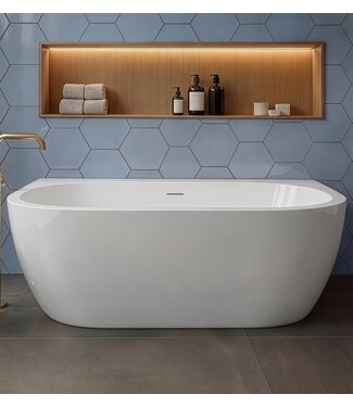 Half vrijstaand ligbad Hanoi 170 x 80 x 58 cm - wit