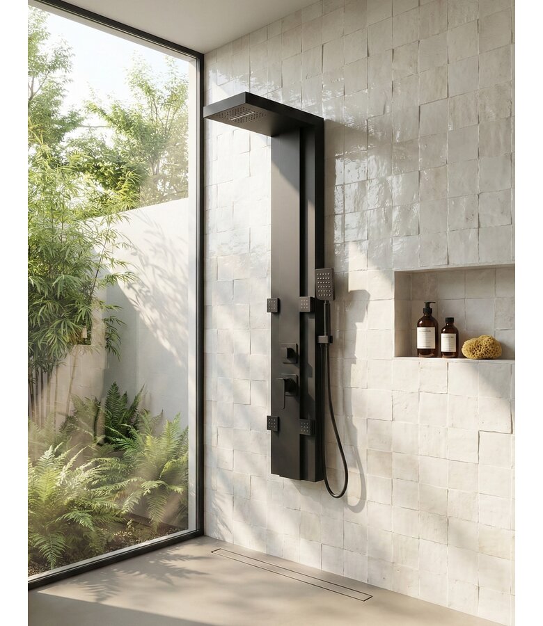 Douchepaneel Arden met mengkraan - zwart