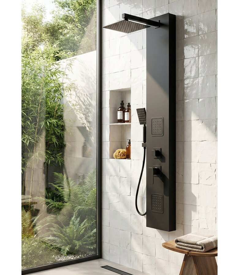Douchepaneel Hudson met mengkraan - zwart