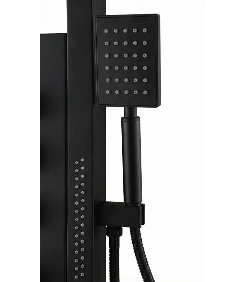 Douchepaneel Caspian met thermostaatkraan - zwart RVS