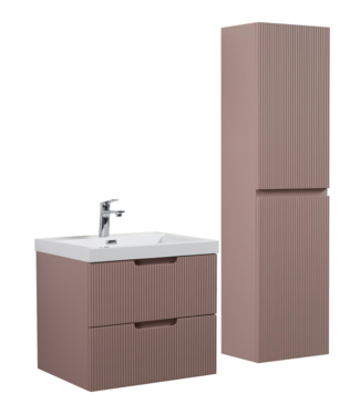 Badkamermeubel Thermis 60 cm met kolomkast - mat roze
