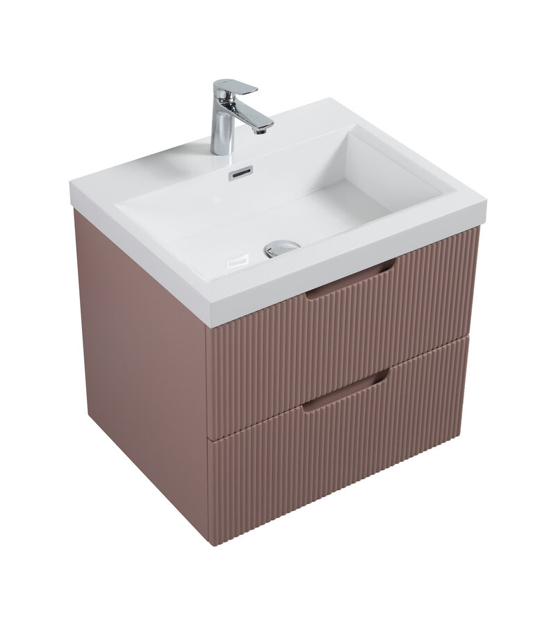 Badkamermeubel Thermis 60 cm met kolomkast - mat roze