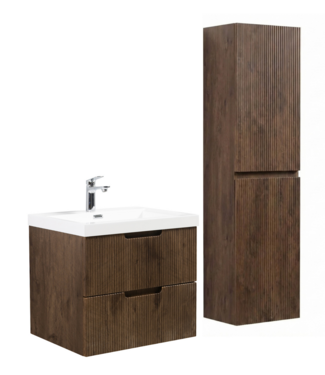 Badkamermeubel Thermis 60 cm met kolomkast - walnoot bruin