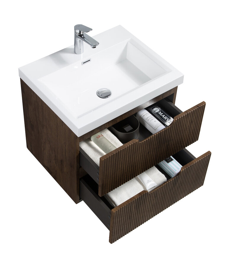 Badkamermeubel Thermis 60 cm met kolomkast - walnoot bruin