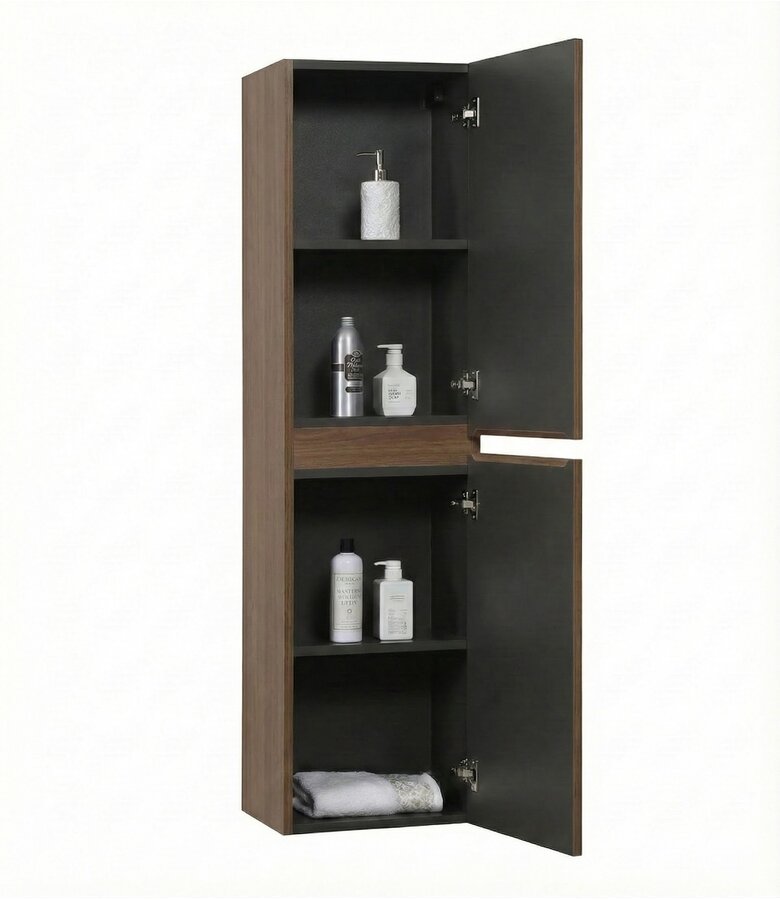 Badkamermeubel Thermis 60 cm met kolomkast - walnoot bruin