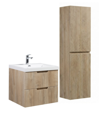 Badkamermeubel Thermis 60 cm met kolomkast - licht eiken