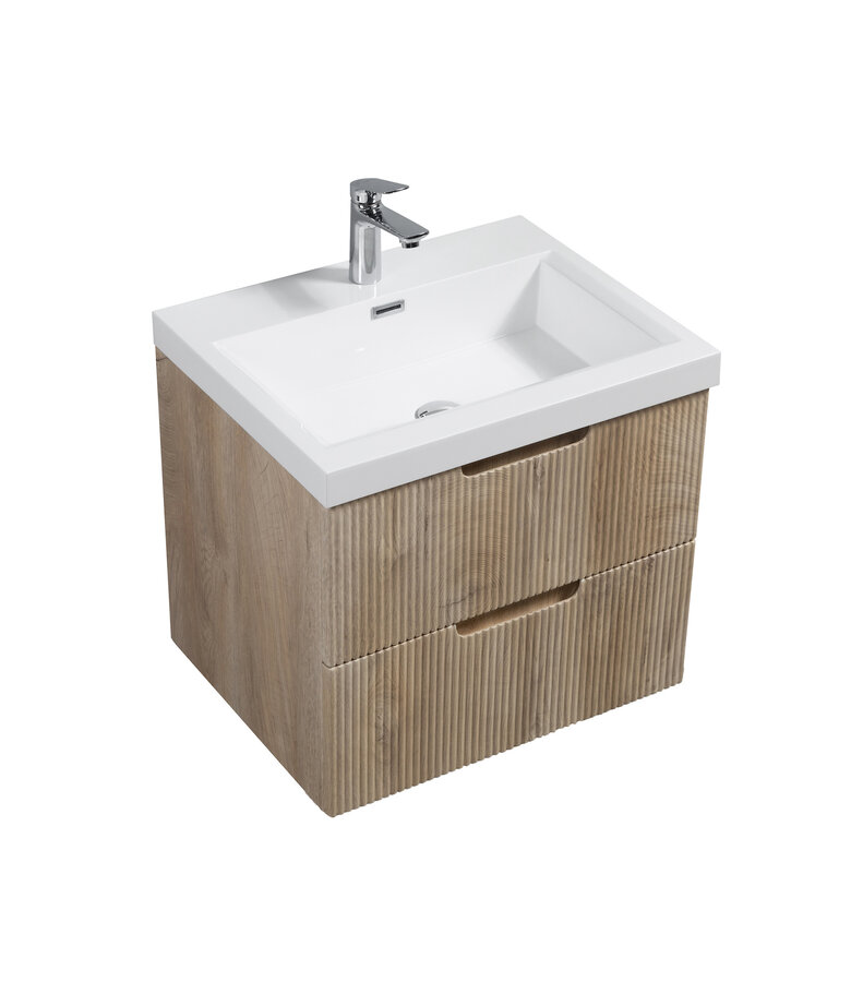 Badkamermeubel Thermis 60 cm met kolomkast - licht eiken