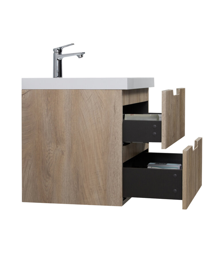 Badkamermeubel Thermis 60 cm met kolomkast - licht eiken