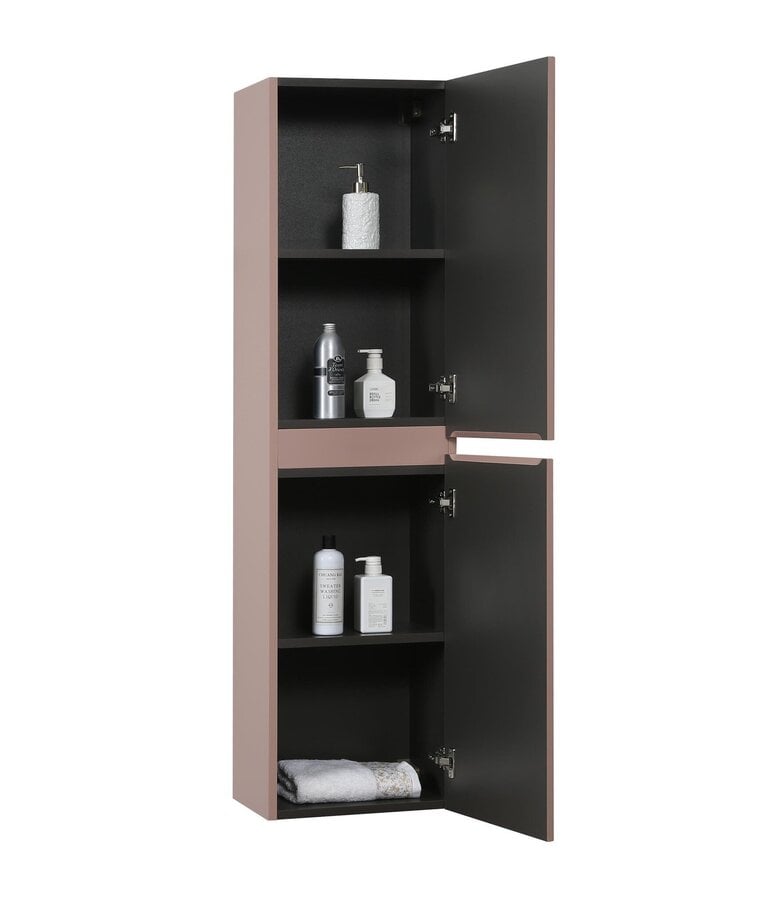 Badkamermeubel Thermis 80 cm met kolomkast - mat roze