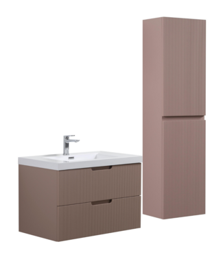 Badkamermeubel Thermis 80 cm met kolomkast - mat roze