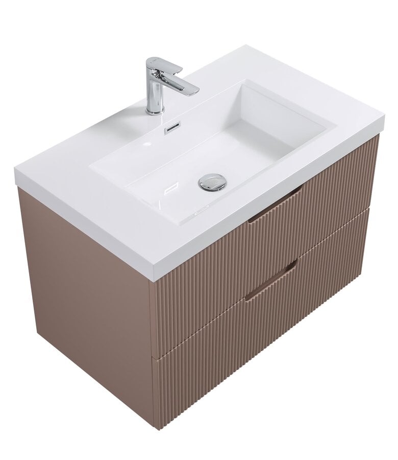 Badkamermeubel Thermis 80 cm met kolomkast - mat roze