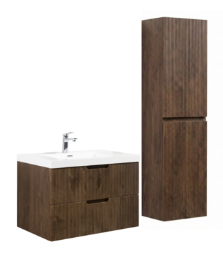 Badkamermeubel Thermis 80 cm met kolomkast - walnoot bruin