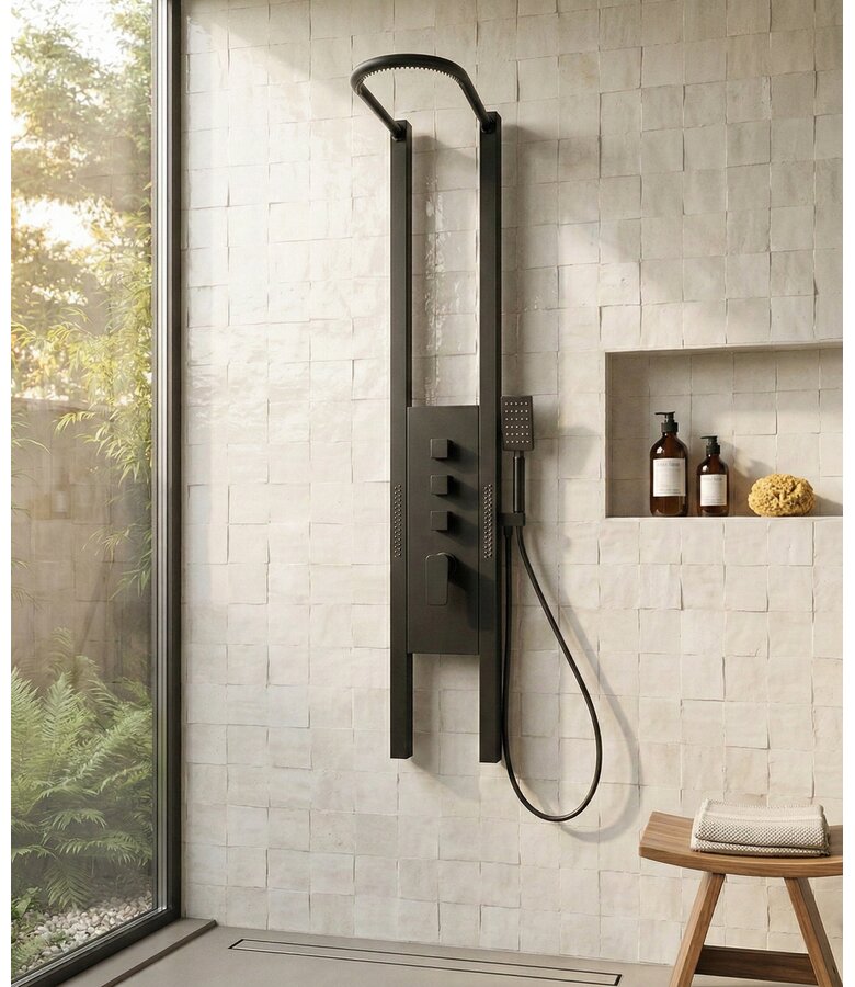 Douchepaneel Caspian met thermostaatkraan - zwart RVS