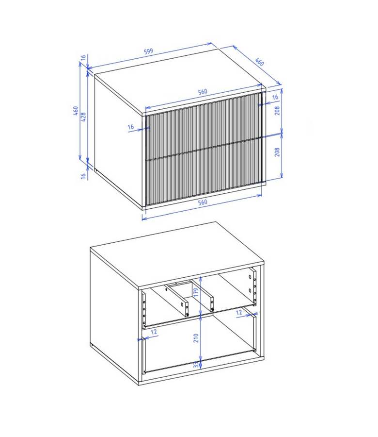 Wastafelkast Rimini met kolomkast - 60 x 46 x 46 cm - walnoot bruin
