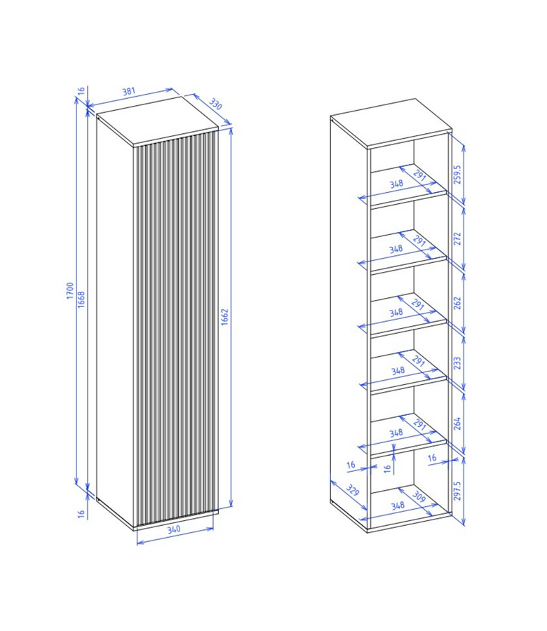 Badkamerkast Rimini 38 x 33  x 170 cm - eiken