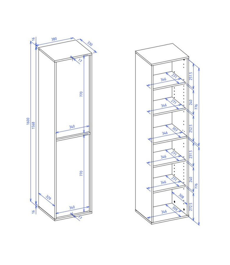 Badkamerkast Mali 38 x 33 x 160 cm - beige