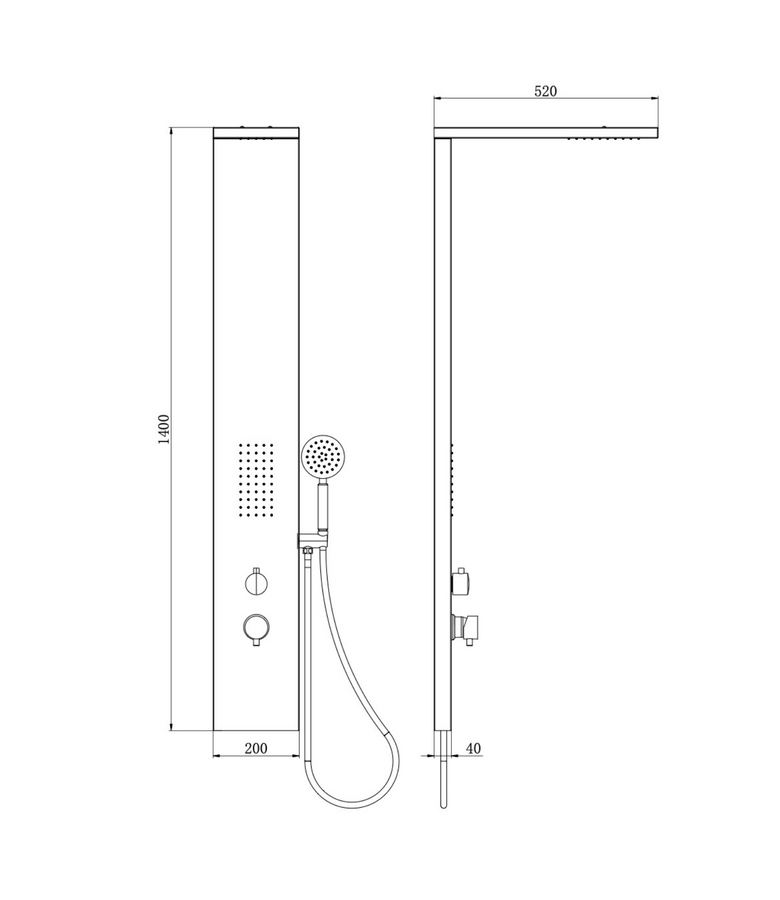Douchepaneel Savara met mengkraan - zwart
