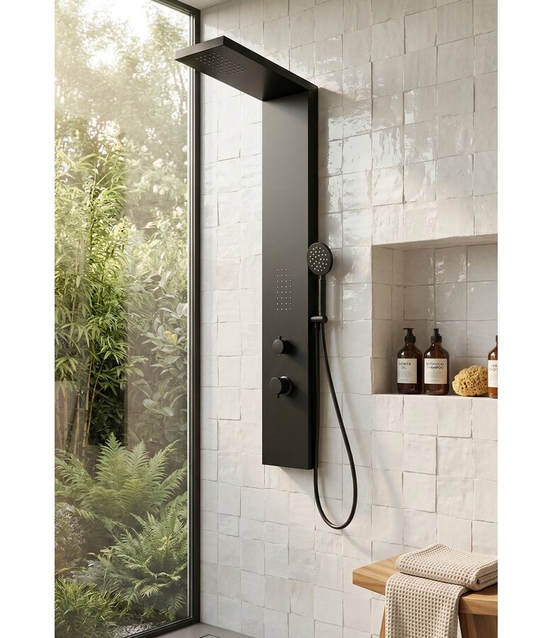 Douchepaneel Savara met mengkraan - zwart