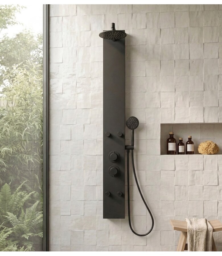 Douchepaneel Caldera met mengkraan - zwart