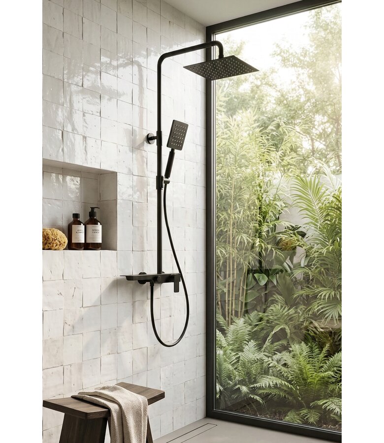 Douchestang set Canyon - zwart - mengkraan - met handdouche en douchekop