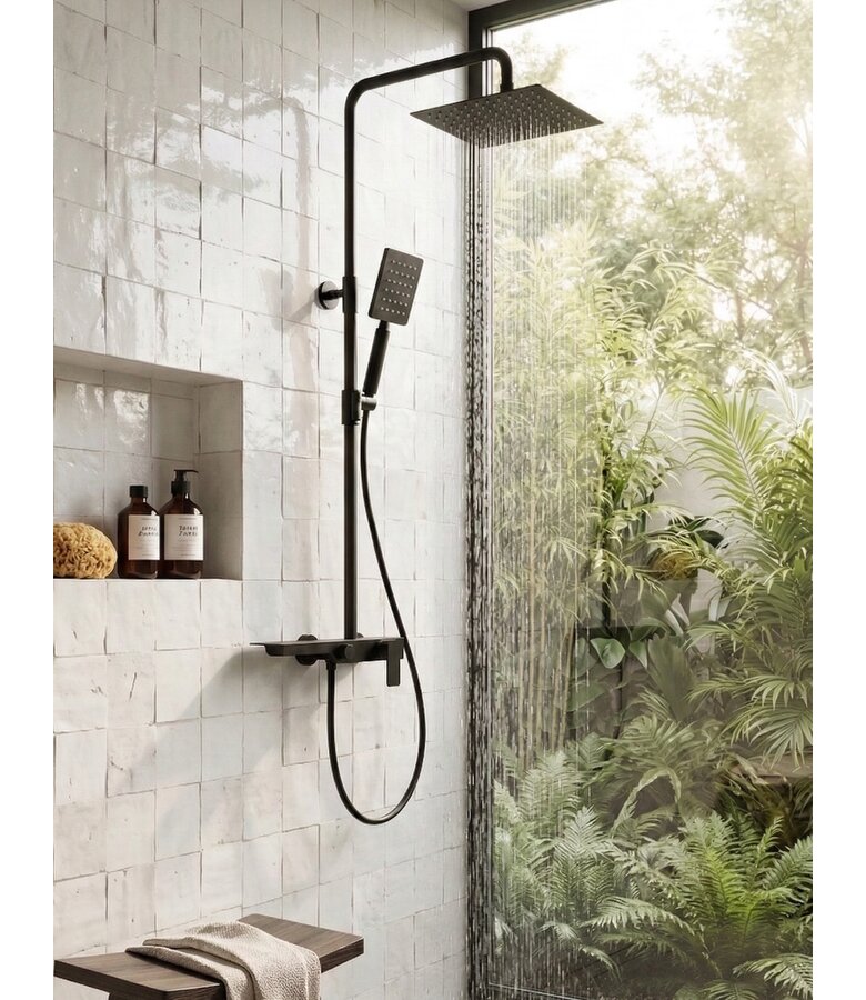 Douchestang set Canyon - zwart - mengkraan - met handdouche en douchekop