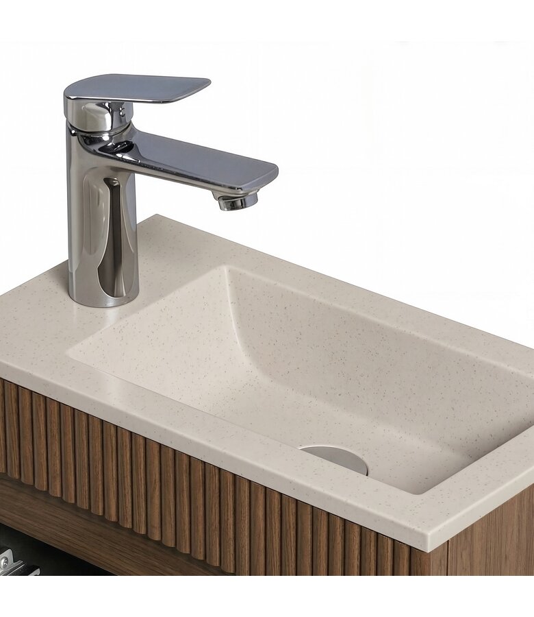 Toiletmeubel Thermis 40cm - walnoot bruin - beige wastafel