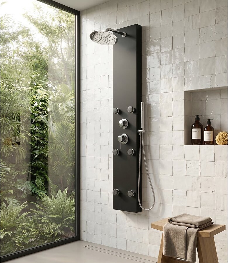 Douchepaneel Valencia met mengkraan - Zwart