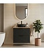 Wastafelkast Manello 60 x 46 x 58 cm - eiken met mat zwart