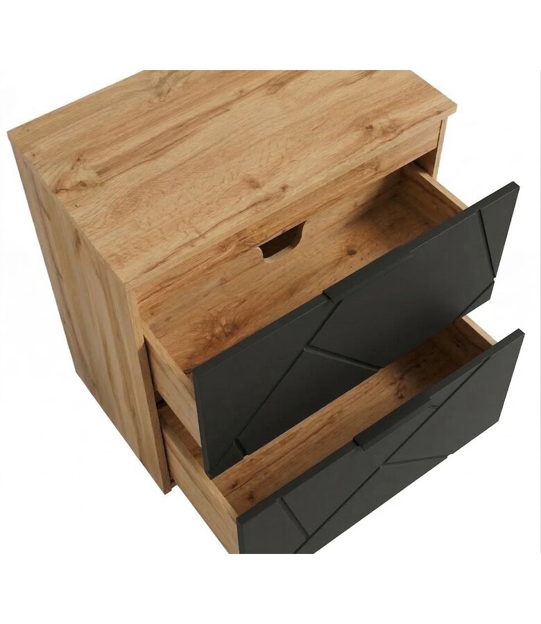 Wastafelkast Manello 60 x 46 x 58 cm - eiken met mat zwart