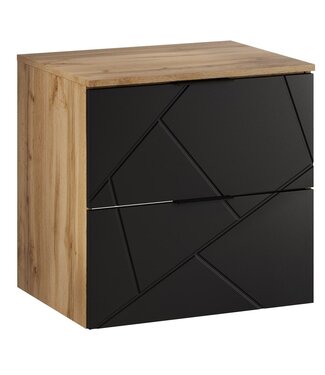 Wastafelkast Manello 60 x 46 x 58 cm - eiken met mat zwart