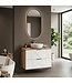 Wastafelkast Manello 80 x 46 x 58 cm - eiken met mat wit
