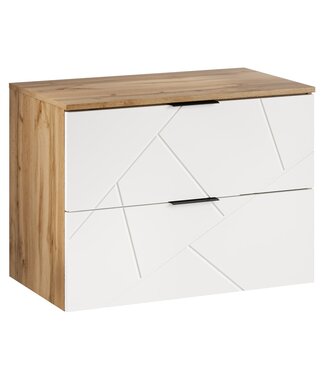 Wastafelkast Manello 80 x 46 x 58 cm - eiken met mat wit