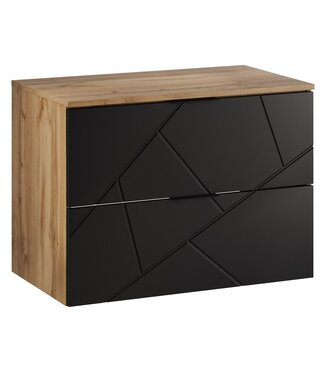 Wastafelkast Manello 80 x 46 x 58 cm - eiken met mat zwart