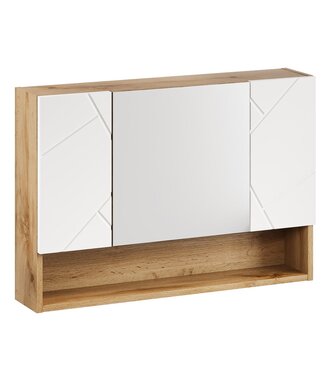 Spiegelkast Manello 80 x 17 x 55 cm - eiken met mat wit