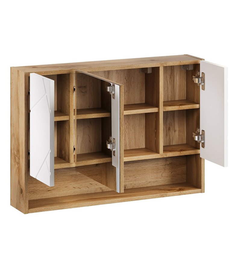 Spiegelkast Manello 80 x 17 x 55 cm - eiken met mat wit