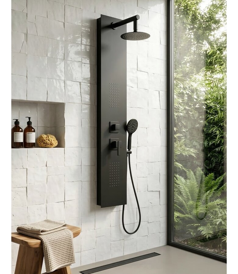 Douchepaneel Milaan met mengkraan - Zwart
