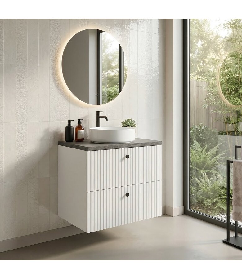 Wastafelkast Saros 60cm - wit - met bovenblad