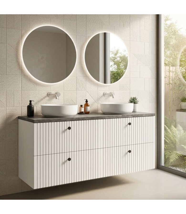 Wastafelkast Saros 120cm - wit - met bovenblad