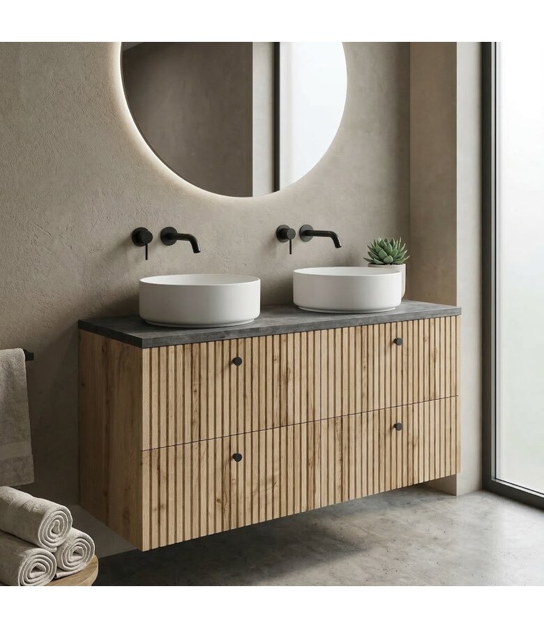 Wastafelkast Saros 120cm - eiken - met bovenblad