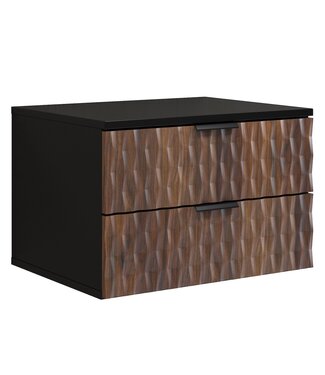 Wastafelkast Java 63 x 48 x 40 cm - mat zwart met walnoot bruin