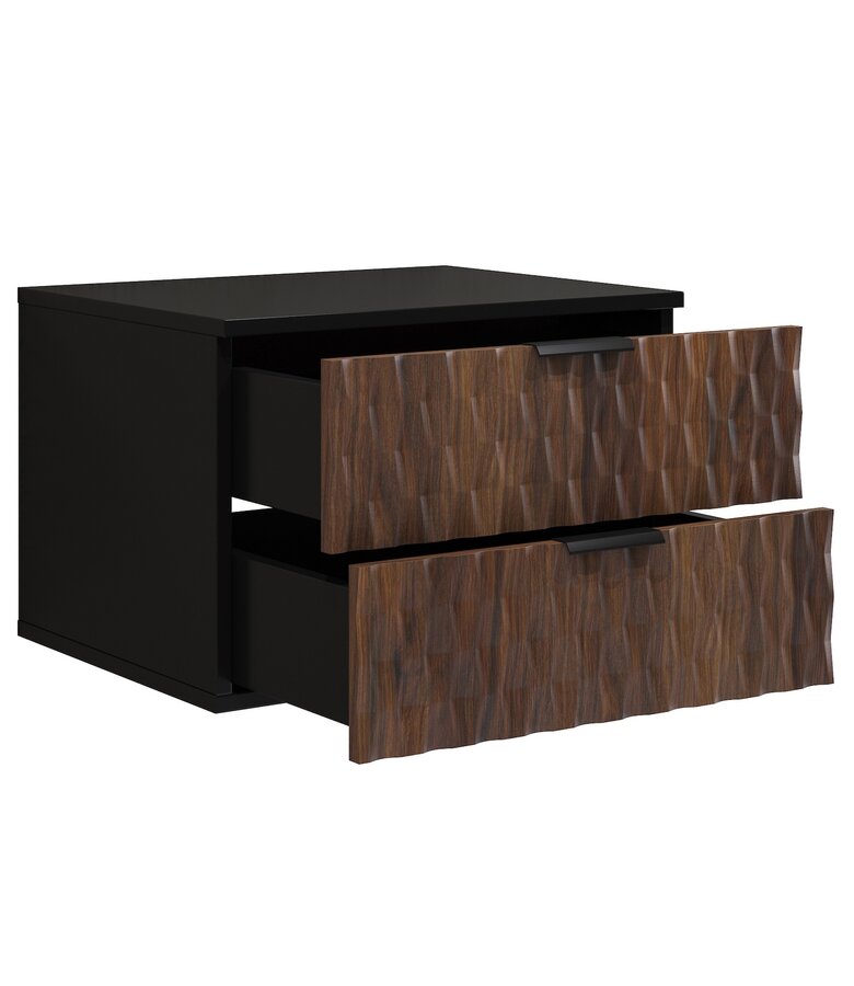 Wastafelkast Java 63 x 48 x 40 cm - mat zwart met walnoot bruin