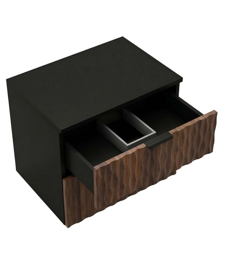 Wastafelkast Java 63 x 48 x 40 cm - mat zwart met walnoot bruin