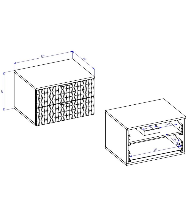 Wastafelkast Java 63 x 48 x 40 cm - mat zwart met walnoot bruin